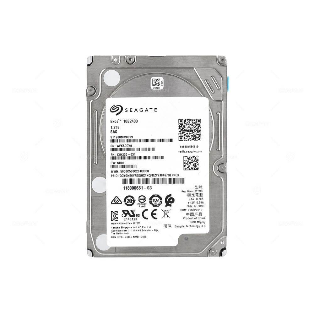 ST1200MM0099 SEAGATE EXOS 10E2400 HARD DRIVE 1.2TB 10K 12G SAS 2.5 SFF 1XH230-031, 118000681-03